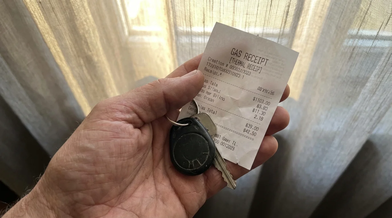 Car owner reacting to rising fuel prices